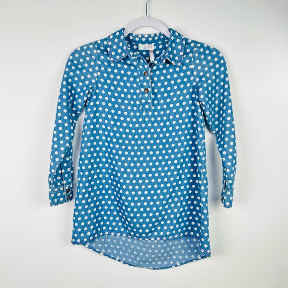 Matilda Jane Polka Dot Blue Chambray Shirt Girls Size 8 - Picture 1 of 6